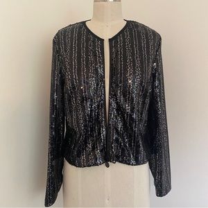 Christian Siriano Sequin Zip Front Jacket
